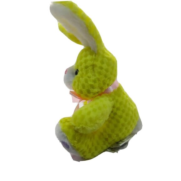 Chrisha Playful Yellow Bunny Rabbit Waffle Texture Plush 6" Easter Stuffed Anima - Picture 3 of 7
